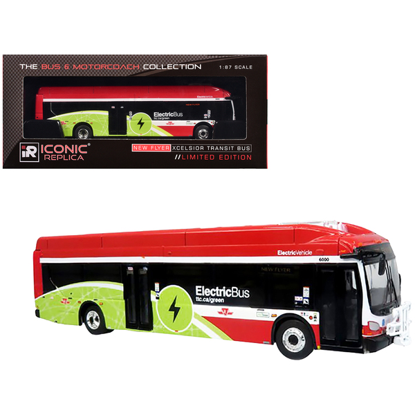 Iconic Replicas Electric Transit Bus - TTC Red & Green HO Scale