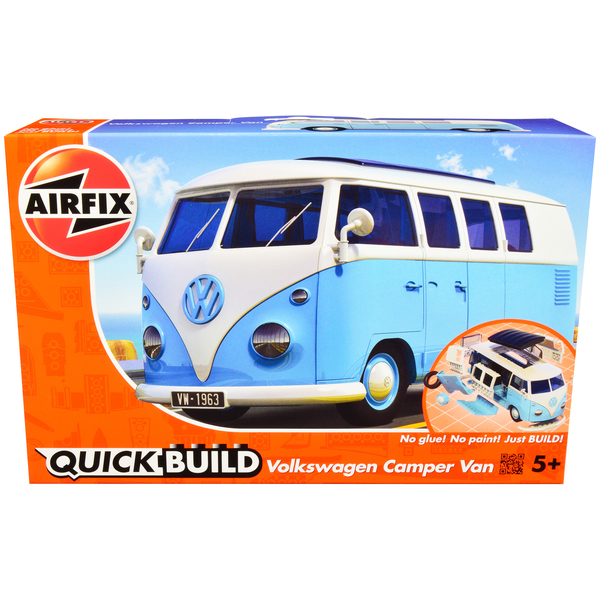 Airfix Quickbuild Blue VW Camper Van Model Kit (7.8" L)