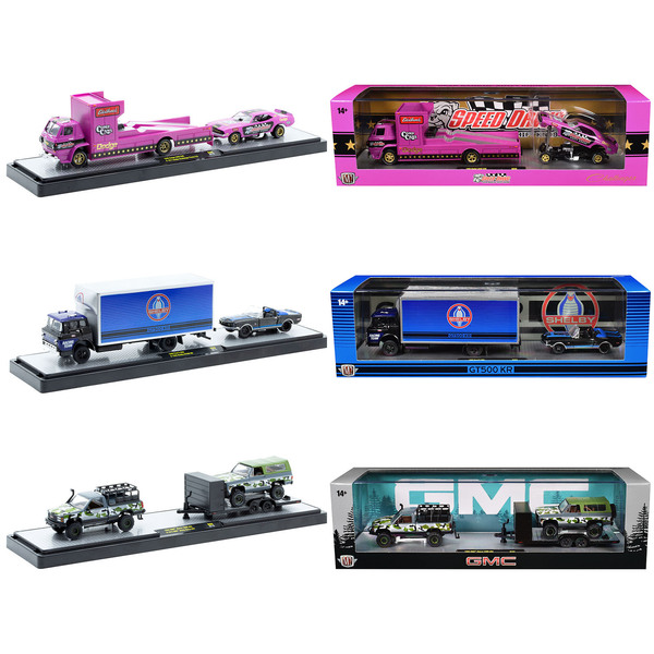 M2 Machines Auto Haulers 3-Pc Set, 1/64 Scale, Approx. 9.5 in.