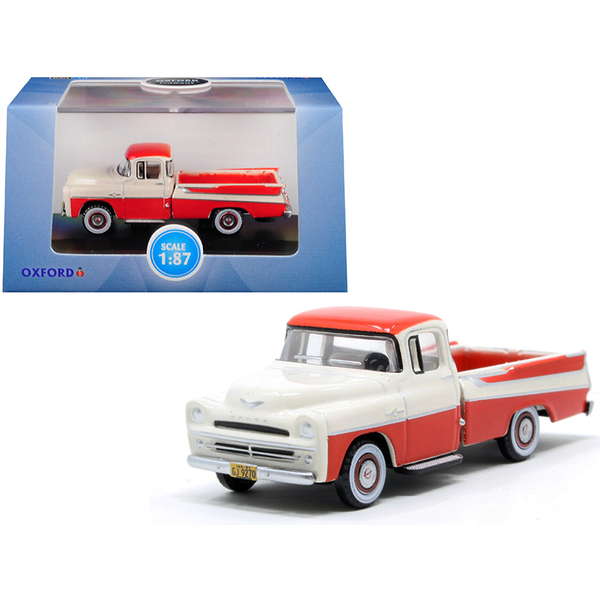 Oxford Diecast 1957 Dodge D100 Sweptside Tropical Coral/Glacier White 1/87