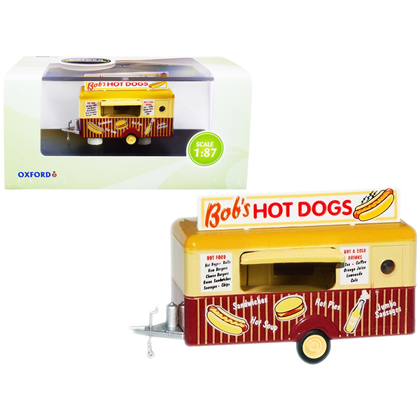 Oxford Diecast "Bob's Hot Dogs" Food Trailer 1/87 (HO) Scale