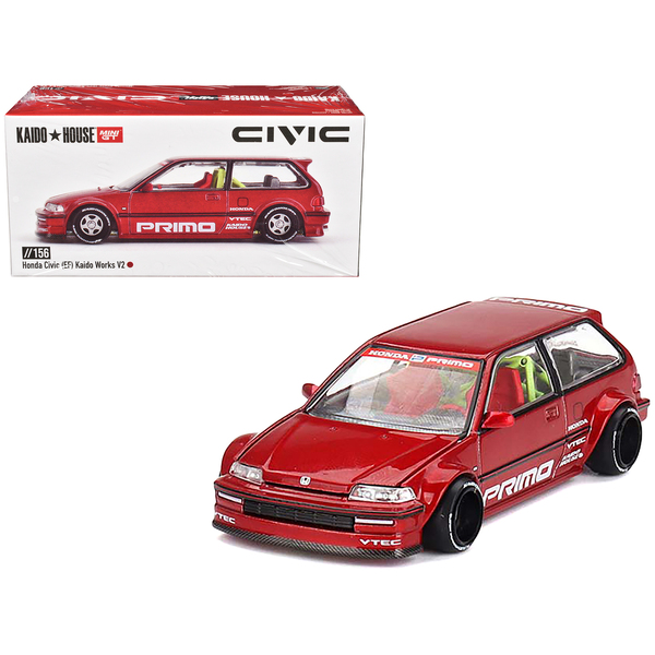 Mini GT Honda Civic EF Kaido Works V2 Red Metallic 1/64 Diecast
