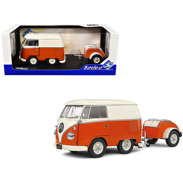 Solido 1950 VW Kool Kombi Van & Trailer, Orange/White (6.5-in)