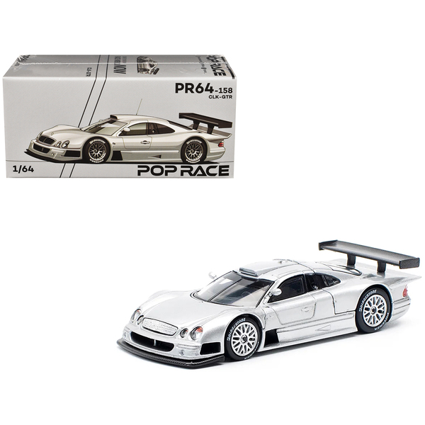 Pop Race Mercedes-Benz CLK GTR Silver 1/64 Diecast