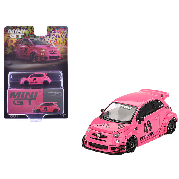 Mini GT Pink ABARTH 595 LB-Works 1/64 Scale Model