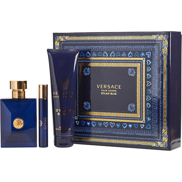 Versace Dylan Blue - Men's Eau de Toilette 3.4oz Spray Set with Shower Gel & Travel Mini
