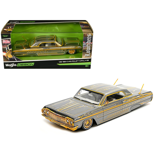 Maisto 1964 Chevrolet Impala SS Gray Gold Graphics 1/26 Diecast