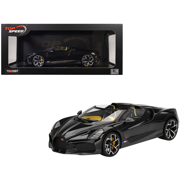 Top Speed Bugatti W16 Mistral Black Yellow 1/18 Model Car