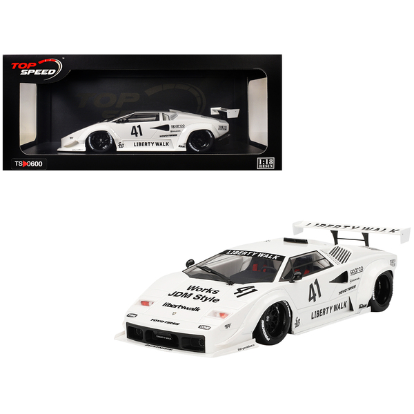 Top Speed Lamborghini Countach LB-WORKS White 1/18 Model Car