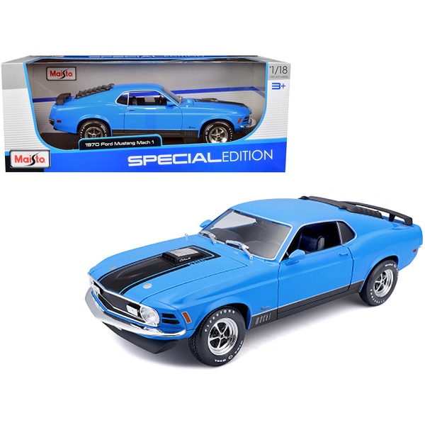 Maisto 1/18 1970 Mustang Mach 1 Blue Black Stripes Diecast