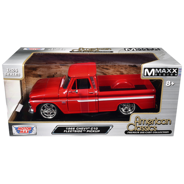 Motormax 1966 Chevrolet C10 Red 1/24 Diecast Pickup Truck