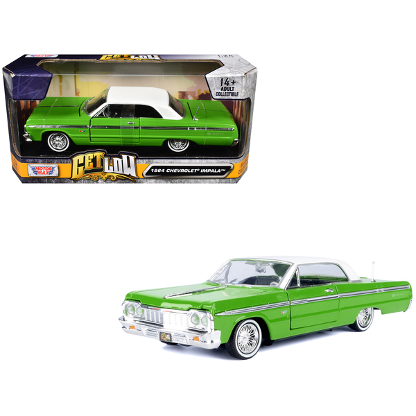 Motormax 1/24 1964 Chevrolet Impala Lowrider Green/White Top