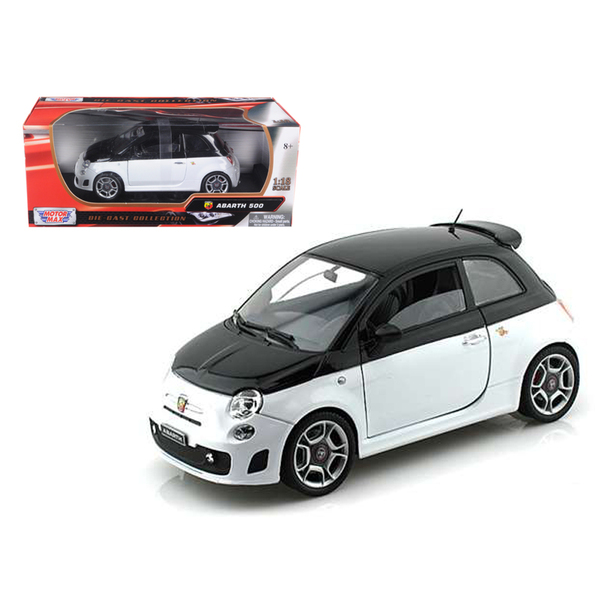 Motormax Fiat Abarth 500 White/Black 1/18 Diecast Model