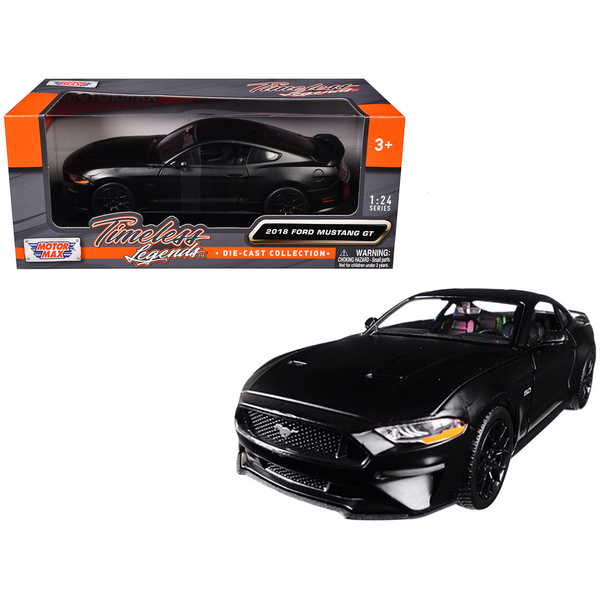 Motormax Matt Black Mustang GT 5.0 Diecast Model 1/24 Scale