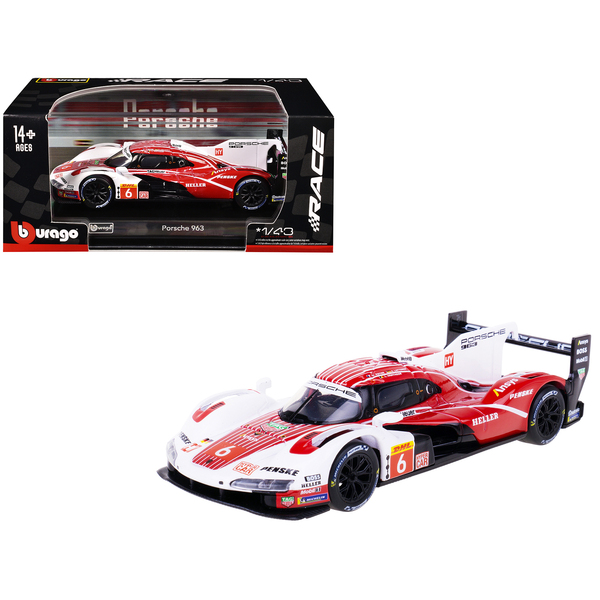 Bburago Porsche 963 #6 Model Car with Display Case