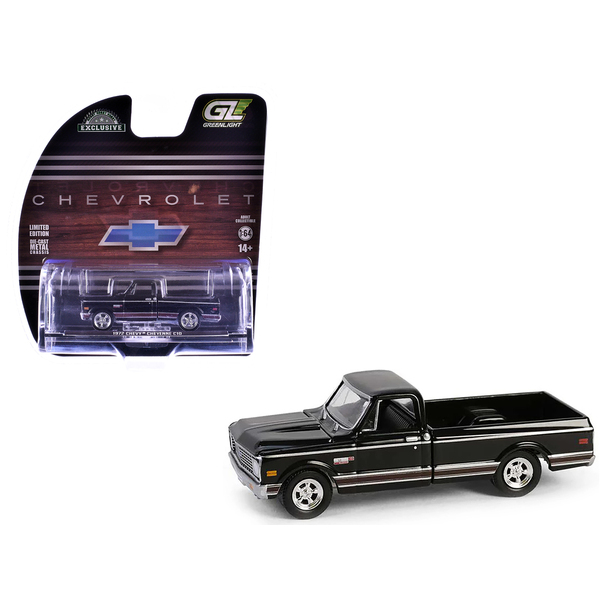 Greenlight 1972 Chevy Cheyenne C10 Black 1/64 Diecast Truck