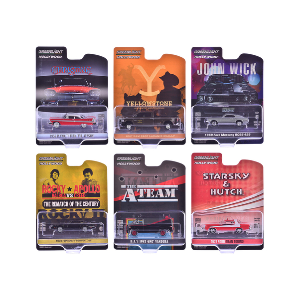 Greenlight "Hollywood Greatest Hits" 6-Pc 1/64 Diecast Car Set