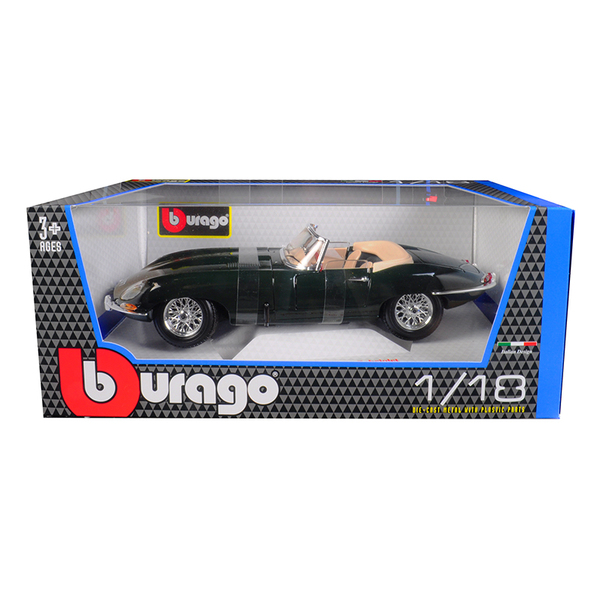 Bburago 1961 Jaguar E Type Green Convertible 1/18 Model Car
