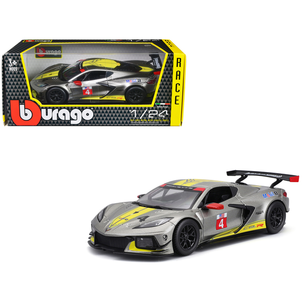 Bburago 1/24 Silver Corvette C8.R #4 Race Car