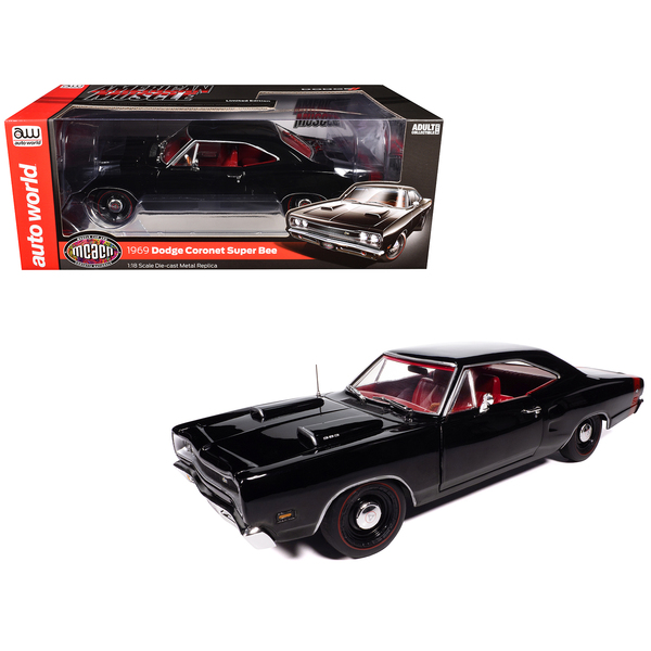 Auto World 1969 Dodge Coronet Super Bee Black 1/18 Diecast