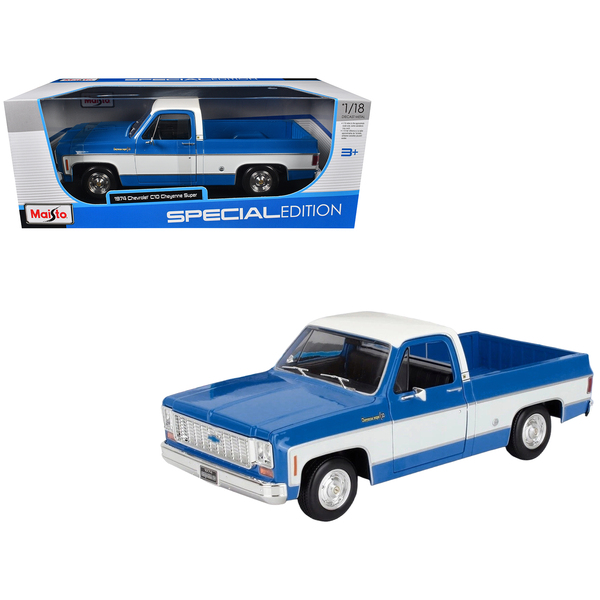 Maisto 1974 Chevrolet C10 Pickup Blue/White 1/18 Scale