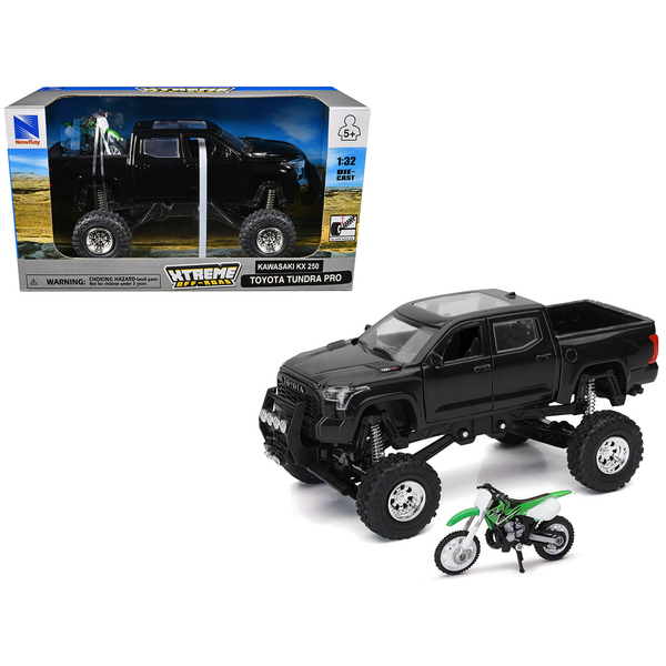 New Ray Black Toyota Tundra Pro & Kawasaki KX 250