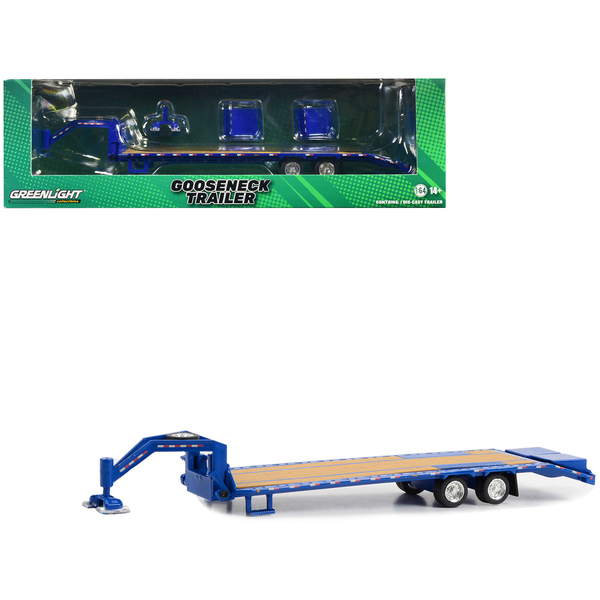 Greenlight Blue Gooseneck Trailer 1/64 Diecast Model