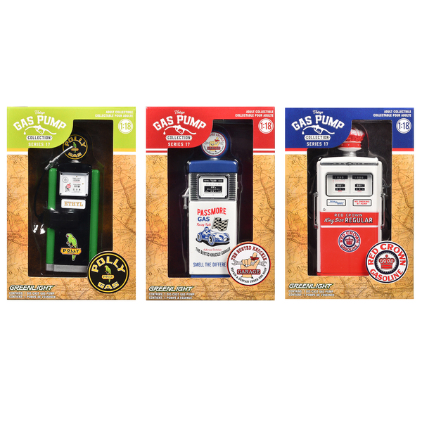 Greenlight Vintage Gas Pumps Set of 3 Diecast Models