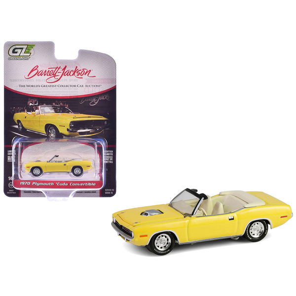 Greenlight 1970 Plymouth Cuda Convertible Yellow 1/64 Diecast