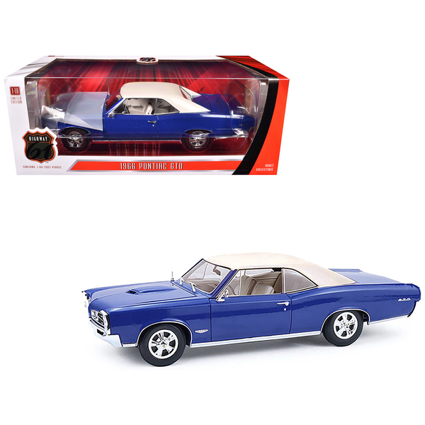 Highway 61 1966 Pontiac GTO Barrier Blue 1:18 Diecast Model