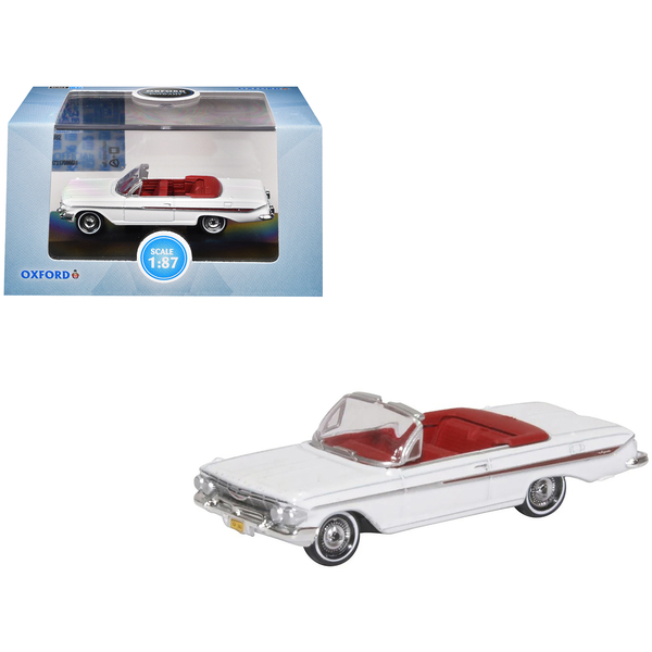 Oxford 1961 Impala Convertible Ermine White/Roman Red 1/87 HO Model