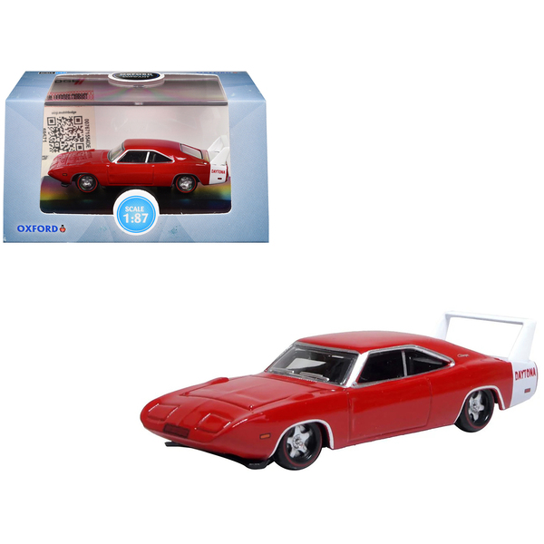 Oxford 1969 Dodge Charger Daytona Red/White Stripe 1/87 HO Model