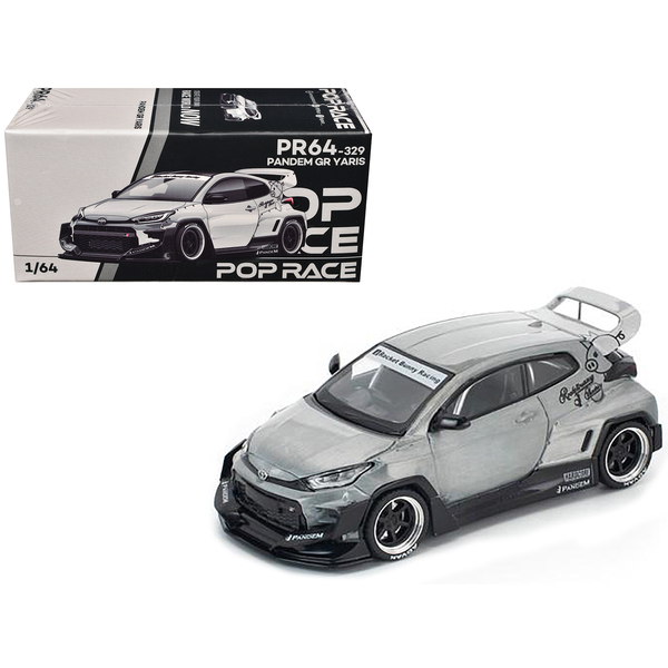 Pop Race Toyota GR Yaris "Pandem" Raw Metal 1/64 Scale