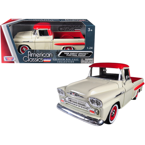 Motormax 1958 Chevrolet Apache Pickup, Cream/Red, 8in